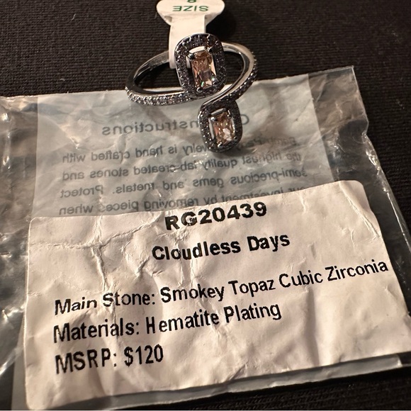 🤎 Smokey Topaz CZ Necklace & Ring Set – Hematite Plating – Bomb Party ✨ - Picture 9 of 10